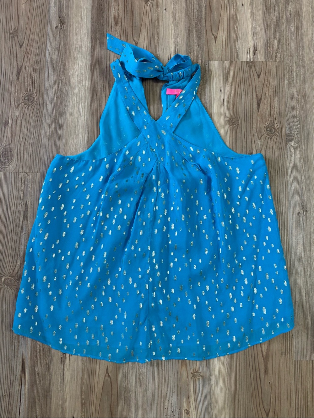Lilly Pulitzer Rori Teal Halter Camisole with Gold Dot Accents size Medium